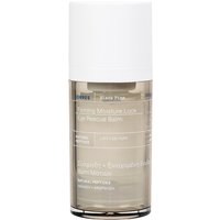 Clear bottle of Korres Black Pine 4D Eye Rescue Balm with white pump cap, 40ml size, transparent label.