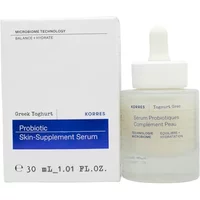 Korres Greek Yoghurt Probiotic Serum 30ml, white dropper bottle with blue label, next to matching box.