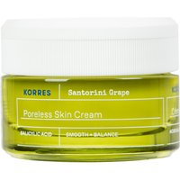 Korres Santorini Grape Pore-less Skin Moisturizer in a green jar with a white lid, 40ml size.