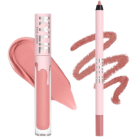 Kylie Cosmetics Matte Lip Kit - Koko, includes pink liquid lipstick and matching lip liner with silver accents.
