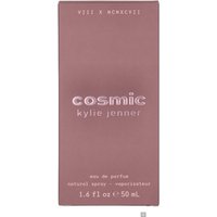 Pink box of Kylie Jenner Cosmic Eau de Parfum Spray 50ml with white text and minimalist design.