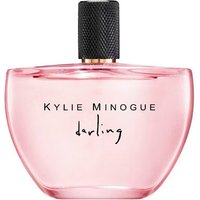 Pink Kylie Minogue Darling Eau De Parfum bottle with black textured cap and elegant script on the front.