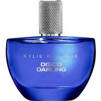 Blue Kylie Minogue Disco Darling Eau De Parfum bottle with textured silver cap and bold white lettering.