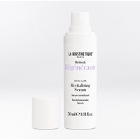 White cylindrical bottle of La Biosthetique Revitalising Serum, 30ml, with black text and a removable cap.