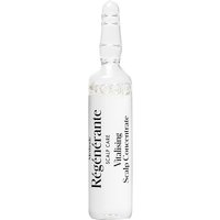 Clear glass ampoule with black text, "Vitalising Scalp Concentrate," by La Biosthetique, sleek cylindrical design.