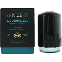"La Martina Blue Gardenia Intense Eau De Cologne 40ml, black cylindrical bottle with teal accents and matching box"