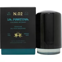 "La Martina Blue Gardenia Intense Eau De Cologne 80ml, sleek black cylindrical bottle with teal and gold accents"