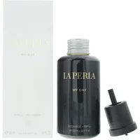 La Perla My Day Eau De Parfum 100ml refill, sleek black bottle with gold lettering, black cap beside it.
