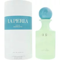 La Perla Villa Sorrento Eau De Parfum 120ml, light green bottle with blue spherical cap, white and blue packaging.