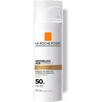 La Roche-Posay Anthelios Age Correct SPF 50, white pump bottle, orange logo, 50ml, anti-aging daily care.