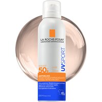 White spray can with orange and blue label, La Roche-Posay Anthelios UV Sport SPF50+ 200ml.
