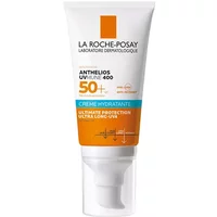 La Roche-Posay Anthelios UVmune 400 Cream SPF50+, white tube, orange label, 50ml, with pump dispenser.