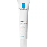 White tube of La Roche-Posay Effaclar Duo (+) SPF 30 with blue logo and orange text.