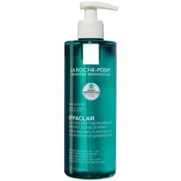 Blue La Roche-Posay Effaclar gel wash bottle with white pump, 400ml, labeled for micro-peeling and purifying.