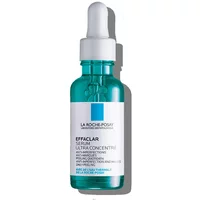 Teal dropper bottle of La Roche-Posay Effaclar Ultra Concentrated Serum, white label with blue logo, 30ml size.