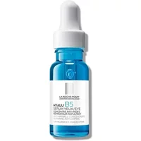 Blue bottle of La Roche-Posay Hyalu B5 Eye Serum with white dropper cap, 15ml label on front.