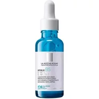 Blue glass bottle of La Roche-Posay Hyalu B5 Serum with white dropper cap and label.
