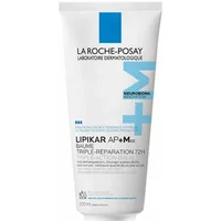 White tube of La Roche-Posay Lipikar AP+ Max Balm, blue logo, black text, 200ml, triple action formula.