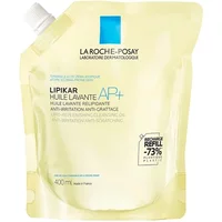 La Roche-Posay LIPIKAR Cleansing Oil AP+ 400ml refill pouch, beige with blue logo and white cap.