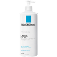 White La Roche-Posay Lipikar Lait Creme bottle, 750 ml, with blue logo and pump dispenser.
