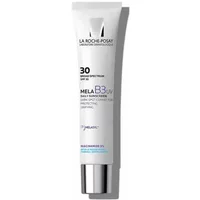 White tube of La Roche-Posay Mela B3 Moisturising Cream SPF30, 40ml, with black text and silver cap.