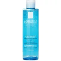 Blue cylindrical bottle of La Roche-Posay Soothing Lotion, 200ml, with white cap and text.