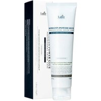 White tube of La'Dor Keratin Power Glue 150 g with blue text, next to matching box.