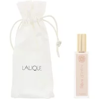 Lalique D'infini Eau De Parfum 15ml with gold cap, clear bottle, and white drawstring pouch.