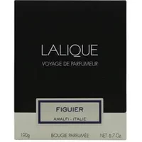 Black and white Lalique Figuier Amalfi Italie candle box, 190g, with elegant text design.