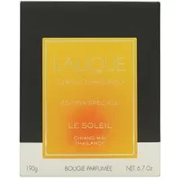 Lalique Le Soleil Chiang Mai candle in yellow and black box, 190g, with gold lettering and elegant design.