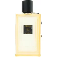 Lalique Woody Gold Eau De Parfum 100ml, rectangular clear bottle, black cap, gold label with black text.
