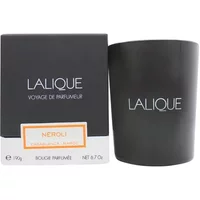 Black Lalique Neroli Casablanca Maroc candle 190g with matching black box and white logo.