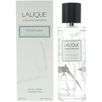 Clear glass Lalique Peuplier Aspen Etats-Unis room spray bottle with black cap and matching box, 100ml.