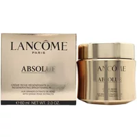 Lancôme Absolue Rich Cream 60ml in a gold jar with matching box, featuring elegant black and gold branding.