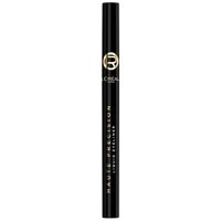 Black L'Oréal Paris liquid eyeliner pen with gold logo and text, sleek design, 010 Noir Silk shade.