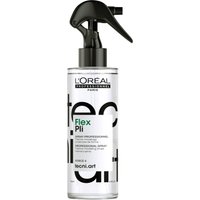White bottle of L'Oréal Tecni Art Pli Shaper Thermo Spray with black spray nozzle and bold black text.