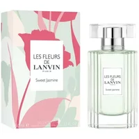 Clear glass bottle of Lanvin Les Fleurs Sweet Jasmine Eau De Toilette, 50ml, with floral box design.