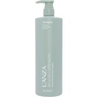 L'Anza Healing Strength Shampoo 950ml, pale green bottle with pump dispenser and white text.