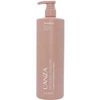 L'Anza Healing Volume Shampoo 950ml, beige bottle with pump, white text and logo.