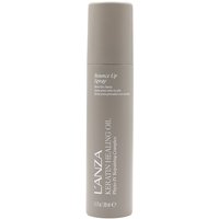 Gray L'Anza Keratin Healing Oil Bounce Up Spray bottle, 180ml, with white text and sleek cylindrical design.