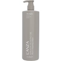 Gray L'Anza Keratin Healing Oil Shampoo 950ml bottle with pump dispenser and white text.