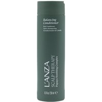 Dark green L'Anza Scalp Therapy Balancing Conditioner bottle, 250ml, with white text and sleek cylindrical design.