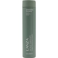 Green L'Anza Scalp Therapy Stimulating Shampoo bottle, 300ml, with white text and cylindrical cap.