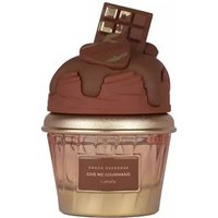 Lattafa Choco Overdose perfume, 75 ml, in a gold jar with chocolate-themed cap and bar detail.