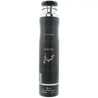 Black Lattafa Hayaati air freshener can, 300ml, with silver cap and Arabic script on the front.