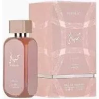 Lattafa Hayaati Florence Eau De Parfum 100ml, pink rectangular bottle with matching pink box and silver accents