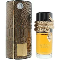 Lattafa Musamam Eau De Parfum 100ml with gold snake-wrapped amber bottle and textured brown case.