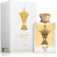Lattafa Pride Al Areeq EDP 100 ml with gold ornate cap and white box featuring gold emblem and Arabic script.