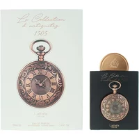 Lattafa Pride La Collection D'antiquities 1505 perfume, 100ml, with vintage pocket watch design on black and white box.