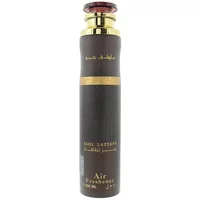 Lattafa Ramz Gold Air Freshener 300ml, dark brown bottle with gold accents and Arabic script, red cap.